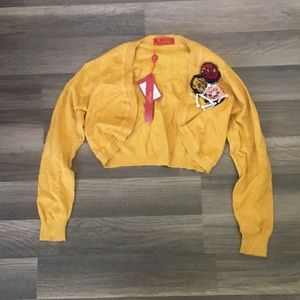 Short butterscotch yellow cardigan